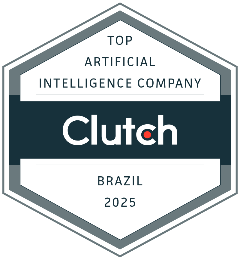 Selo do Clutch que destaca a Ateliware como uma das principais software houses de Inteligência Artificial no Brasil.
